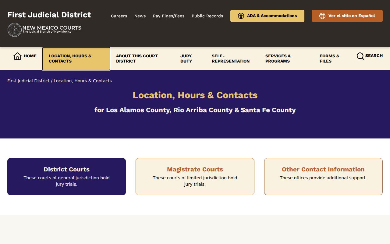 Santa Fe County court docket First District contact information