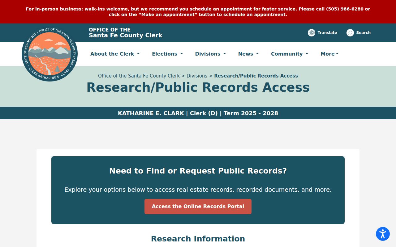Santa Fe County court records and county clerk recorded document portal distinction
