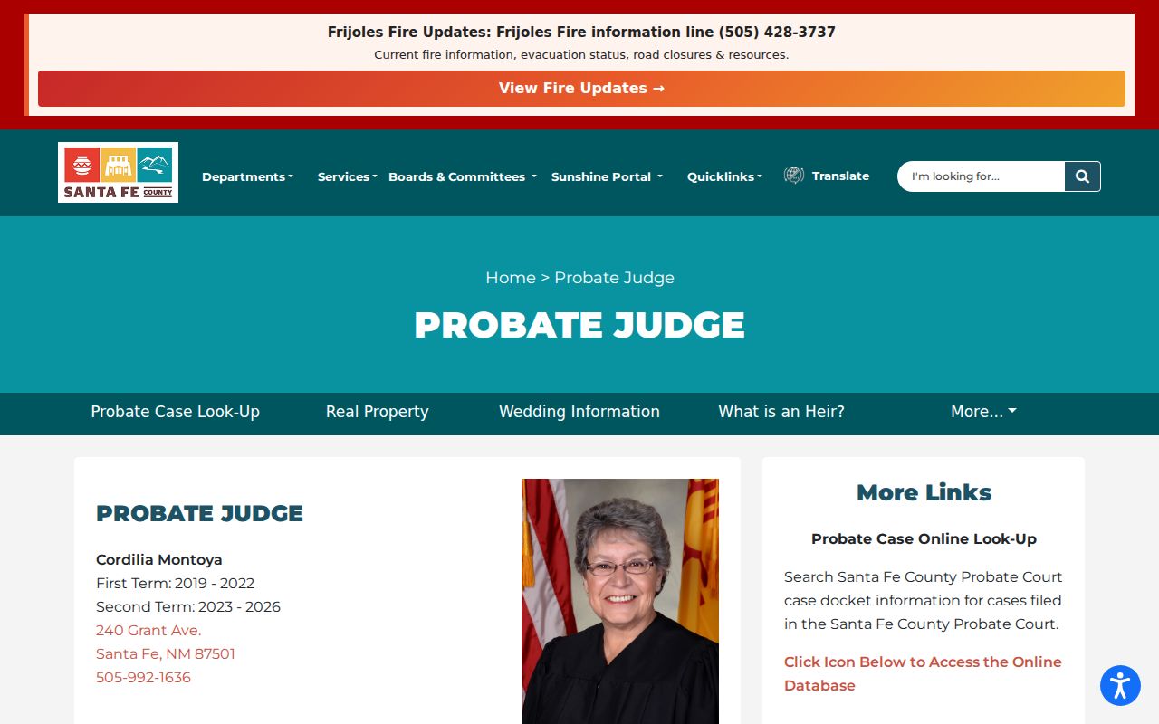 Santa Fe County civil docket Probate Court records and lookup information