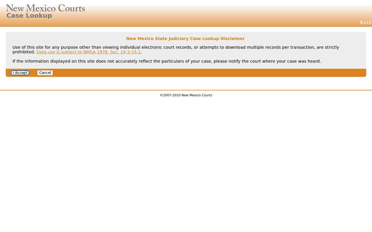 Santa Fe County court docket New Mexico Case Lookup public access landing