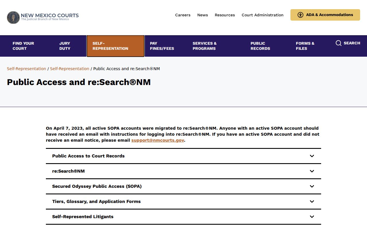 Santa Fe County court docket public access and re:SearchNM comparison